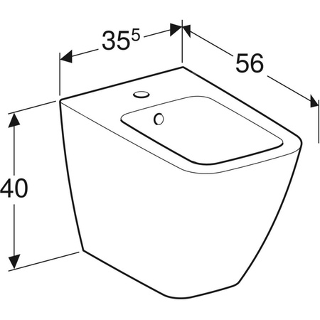 Bidet stojący Geberit iCon Square, przylegający do ściany, ukryte mocowania: T=56cm, Przelew=Widoczny, Biały