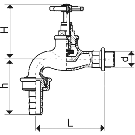 Zawór wodny KFA Armatura M294, żeliwo ocynk GZ 1/2'' x złączka do węża 1/2''