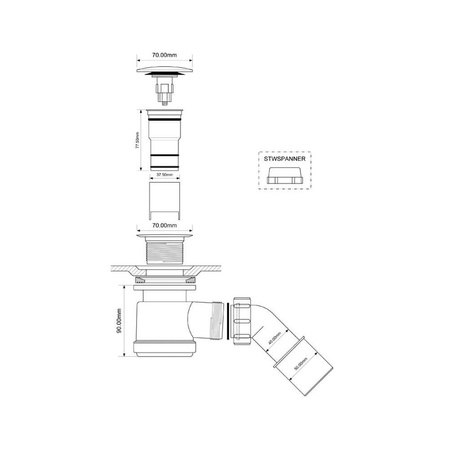 Syfon brodzikowy "klik-klak" z odejściem 40/50mm czyszczony od góry ,pokrywa mosiądz ANTYCZNY BRĄZ 70mm
