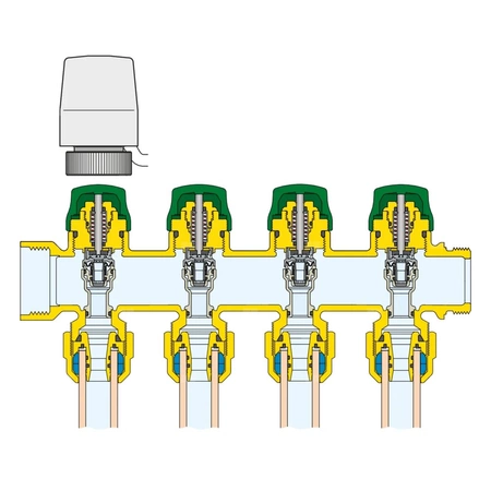 DYNAMICAL - Zespół rozdzielaczy 1" x 12 wyjść, 3/4" M