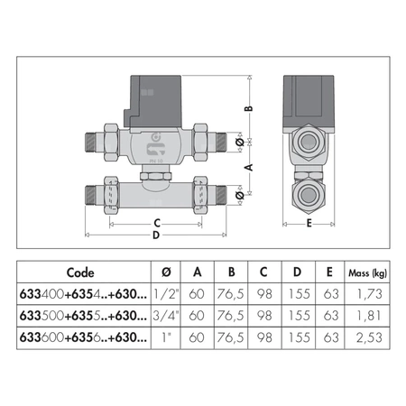 Trójdrożny zawór strefowy tłokowy 1/2" 4,99