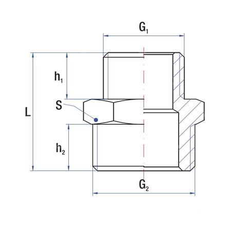 Nypel redukcja RUMET mosiądz 1/2'' x 1/4'' (GZ)