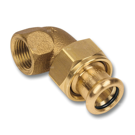 Śrubunek 45' SANHA PURAPRESS trzyczęściowy, Cu, 18 mm x 1/2'' (zw x GW)