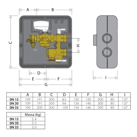 Zestaw przyłączeniowy dla klimakonwektorów ze zwężką Venturiego DN 25 kv=8