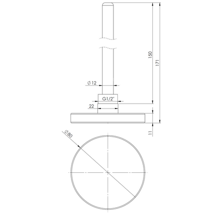 Termometr bimetaliczny AFRISO BiTh fi 80 mm 0…60'C tuleja 150 mm połączenie ax