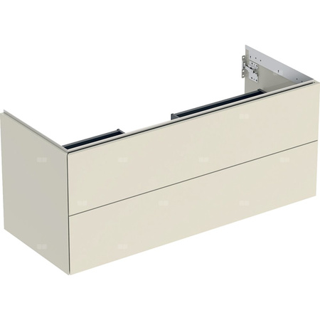 Szafka pod umywalkę Geberit ONE, z dwoma szufladami: Szerokość umywalki=120cm, Piaskowy szary, Lakierowany na wysoki połysk