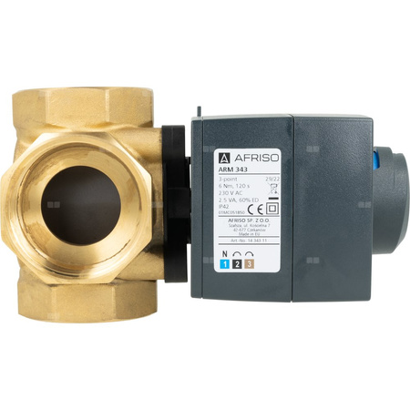 Zestaw regulacyjny ProClick: 4-drogowy obrotowy zawór mieszający ARV 487 ProClick, DN50, Rp2'', Kvs 36 m3/h + siłownik elektryczny ARM 343 ProClick