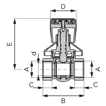 Zawór kulowy FERRO F-POWER 1/2'' GW, uchwyt: pokrętło