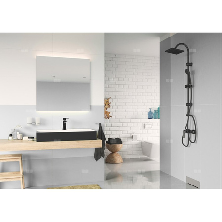 Bateria umywalkowa stojąca FERRO ALGEO SQUARE BLACK-CHROME, czarny/chrom