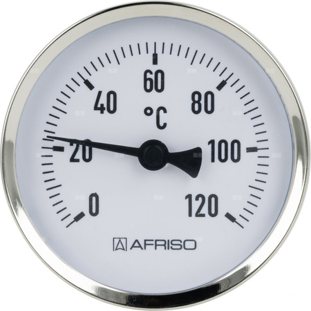 Termometr bimetaliczny AFRISO BiTh fi 80 mm 0…120'C tuleja 63 mm połączenie ax