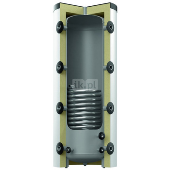 Zbiornik buforowy stojący REFLEX HF 1000/1_C pojemność 1000 l z wężownicą, izolacja: włókna poliestrowe z płaszczem foliowym, kolor: srebrny