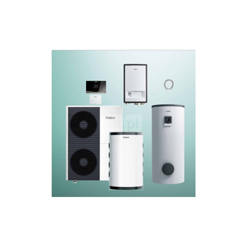 Pakiet Systemowy OZE - Pompa ciepła powietrzna powietrze-woda monoblok VAILLANT VWL 125/6A aroTHERM plus 12.2 kW 400 V + Moduł naścienny MEH 97/6 + Moduł komunikacji internetowej VR 940f + Zasobnik c.w.u. VIH RW 400/3BR + Zasobnik buforowy VP RW 100 + Reg