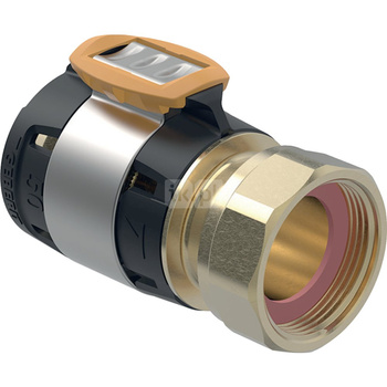 Złączka przejściowa  GEBERIT FlowFit, brąz krzemowy bezołowiowy, 2 1/4'' x 50 mm (nakrętka x łącznik zaprasowywany)