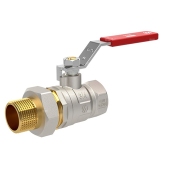 Zawór kulowy SENA VA30 prosty Ni-free, 1 1/4'' GW x 1 1/2'' GZ, z półśrubunkiem 1 1/4'' , dźwignia INOX