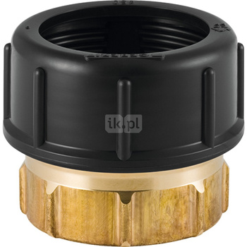 Łącznik GEBERIT HDPE, mosiądz, 2'' x 56 mm (GW gazowy stożkowy x nakrętka) z uszczelką