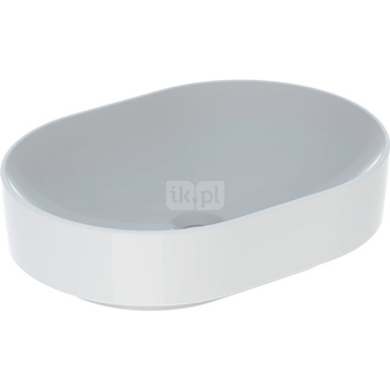 Umywalka GEBERIT Variform eliptyczna, biała, 550mm, bez otworu na baterię, stawiana na blat, bez odpływu przelewowego, bez półki