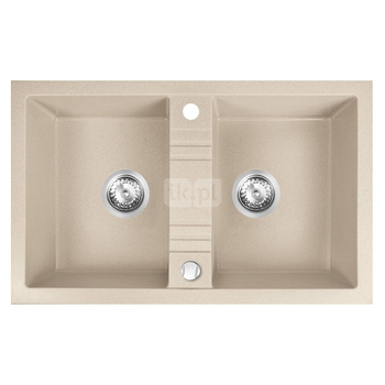MEZZO II zlewozmywak granitowy 2-komorowy 48/78, piasek
