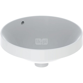 Umywalka GEBERIT Variform okrągła, biała / KeraTect, 400mm, bez otworu na baterię, wpuszczana w blat, z odpływem przelewowym, bez półki