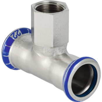 Trójnik GEBERIT Mapress Edelstahl FKM przejściowy 90' stal nierdzewna 54 mm x 3/4'' x 54 mm (mufa zaciskowa x GW x mufa zaciskowa)