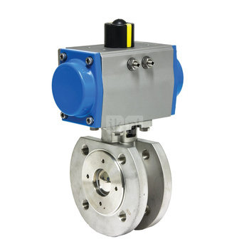Zawór odcinający kulowy ze stali nierdzewnej, typ PKW kołnierzowy z napędem pneumatycznym jednostronnego działania, Pnom=1.6MPa, Tmax=180C DN 32
