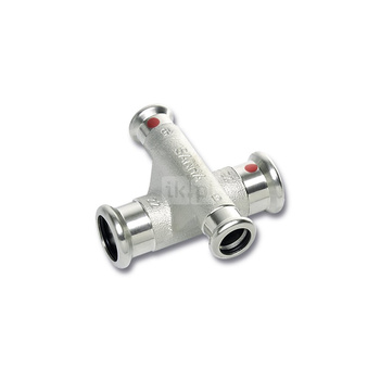 Czwórnik SANHA Therm dwupłaszczyznowy stal 22 mm x 22 mm x 15 mm x 15 mm, zw x zw x zw x zw