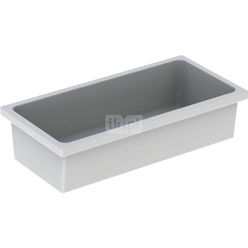 Umywalka GEBERIT Publica prostokątna, biała, 900mm, bez otworu na baterię, bez odpływu przelewowego, bez półki