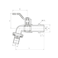 Zawór kulowy PERFEXIM 3102 mosiądz niklowany czerpalny, PN10 3/4'' GZ x przyłącze do węża, uchwyt: dźwignia