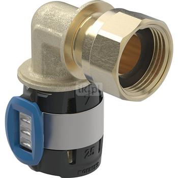 Kolano 90' GEBERIT FlowFit, brąz krzemowy bezołowiowy, 3/8'' x 16 mm (nakrętka x łącznik zaprasowywany)