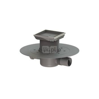 Wpust KESSEL Superflat z 1 przyłączem DN 50, odpływ poziomy (zdejmowany), kratka 110x110mm tworzywo sztuczne