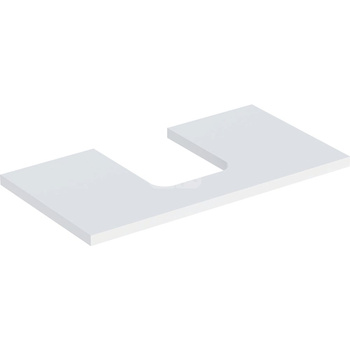 Blat pod umywalkę Geberit ONE z wycięciem, do umywalki nablatowej w kształcie misy: B=89.4cm, Biały, Lakierowany matowy, Przekrój=Na środku