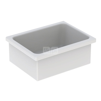 Umywalka GEBERIT Publica Ruscello prostokątna, biała, 600mm, bez otworu na baterię, z odpływem przelewowym, bez półki