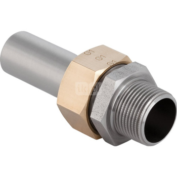 Śrubunek hydrauliczny GEBERIT Mapress Edelstahl przejściowy z końcówką wsuwaną stal nierdzewna GZ 2'' 54 mm z pierścieniem zacinającym