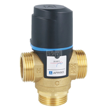 Zawór regulacyjny termostatyczny do wody ciepłej AFRISO ATM 363 mosiądz GZ 1'', DN 20, zakres temp. 35-60'C, Kvs 1.6 m3/h, maksymalna temperatura 90'C, maksymane ciśnienie 10 bar