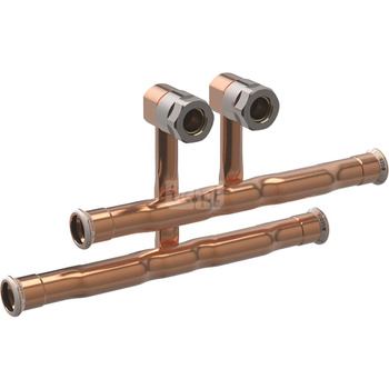 Trójnik GEBERIT Mapress 90' żywica kamienna 15 mm (mufa zaciskowa x śrubunek przyłączeniowy do eurokonus x mufa zaciskowa)