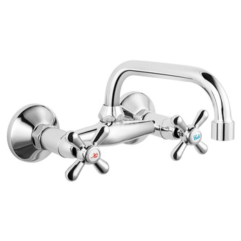 RETRO bateria umywalkowa ścienna, chrom