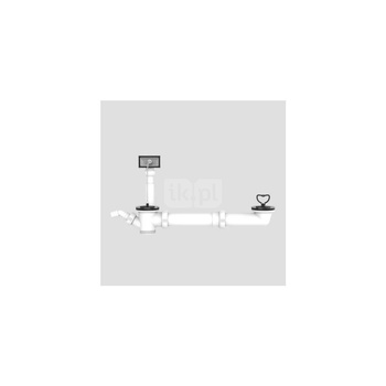 Zestaw odpływowo-przelewowy dwukomorowy z przyłączem AGD, małe sitko, przelew