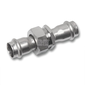 Śrubunek SANHA NiroSan Press trzyczęściowy, stal nierdzewna, 18 mm (zw x zw)