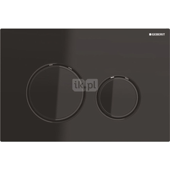 Przycisk uruchamiający Geberit Sigma50, przedni, szkło czarne, pierścienie: czarny chrom, okrągły