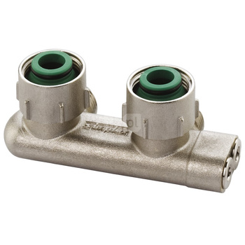 Moduł przyłączeniowy kątowy FLAMCO MEIBES mosiądz (niklowanie) 3/4'' GW x 3/4'' Eurokonus, rozstaw 50 mm do grzejników