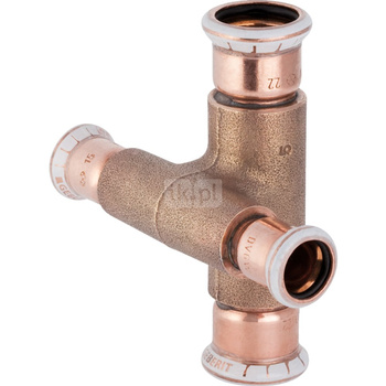 Czwórnik GEBERIT Mapress Kupfer 90' Cu, 18 mm x 15 mm x 18 mm x 15 mm DN 15 x DN 12 x DN 15 x DN 12, mz x mz x mz x mz
