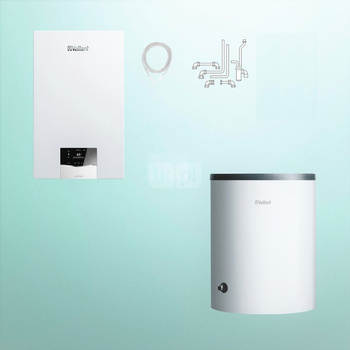 Pakiet - Kocioł gazowy jednofunkcyjny VAILLANT ecoTEC plus VC 20CS/1-5 kondensacyjny wiszący 2.8 - 21 kW + Zasobnik c.w.uVIH R 150/6 B + Zestaw podłączeniowy