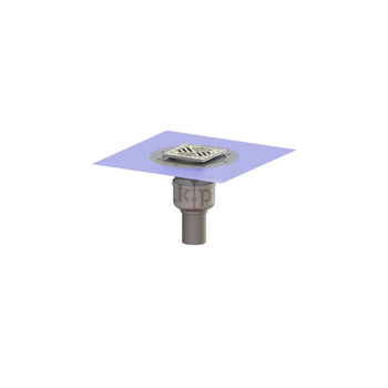 Wpust Ferrofix DN70, odpł.pion, z nasadką Variofix z ABS i kratką/ramą nierdz. 138x138, przeciwpośl., sys.125