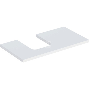 Blat pod umywalkę Geberit ONE z wycięciem, do umywalki nablatowej w kształcie misy: B=89.4cm, Biały, Lakierowany matowy, Przekrój=Lewa strona