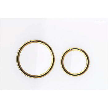 Przycisk uruchamiający Geberit Sigma50, przedni, szkło białe, pierścienie: mosiądz, okrągły