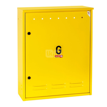 Skrzynka gazowa, 700x850x250, wolnostojąca, metalowa, ze skośnym daszkiem - popielata (na dwa gazomierze w pionie)