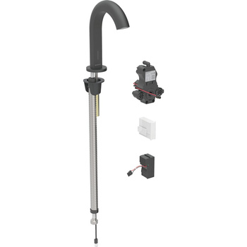 Bateria umywalkowa Geberit Piave, stojąca, zasilanie sieciowe, do podtynkowej skrzynki funkcyjnej, bez mieszacza, czarny mat