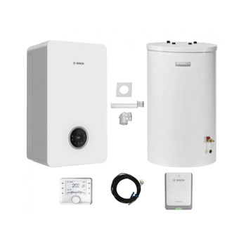 Pakiet - Kocioł gazowy jednofunkcyjny BOSCH TERMOTECHNIKA CONDENS GC2300iW15P kondensacyjny wiszący 16.1 kW+ Zestaw powietrzno-spalinowy2574 (poziomy) + Czujnik c.w.u. + RegulatorCW400 + Moduł sterowaniaK30RF + Zasobnik c.w.uWST120-5O