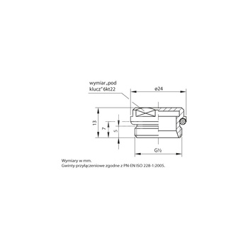 4216 G1/2 Z PN10 Korek zaślepiający z o-ringiem do grzejników