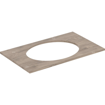 Blat pod umywalkę Geberit Selnova Square wpuszczaną w blat: B=79.1cm, Orzech włoski hickory / Melamina, struktura drewna