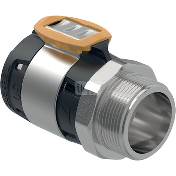 Złączka przejściowa GEBERIT FlowFit, stal crnimo 1.4401, 1 1/2'' x 50 mm (GZ x łącznik zaprasowywany)